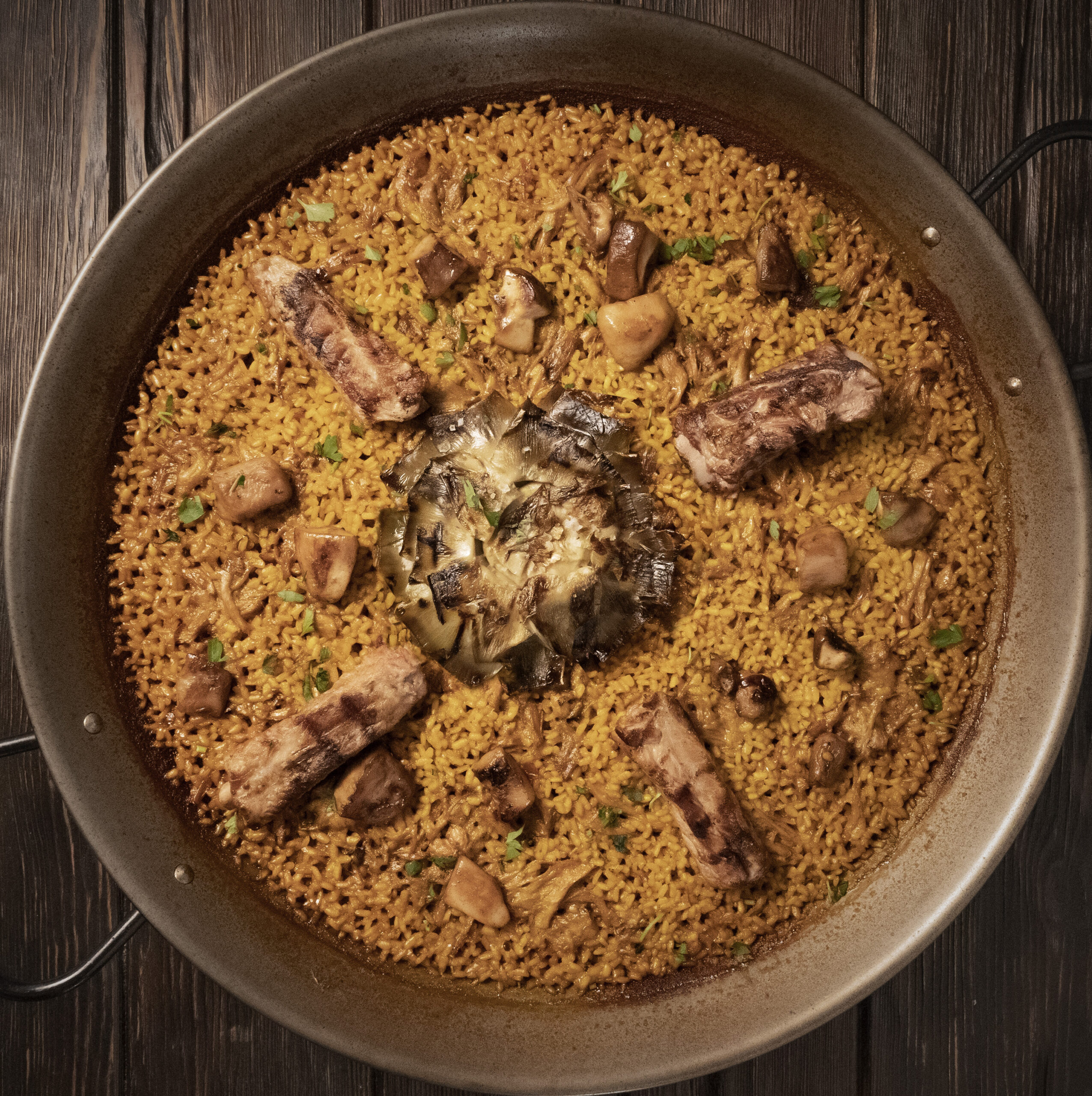 Costilla Ibérica, Setas y Alcachofas